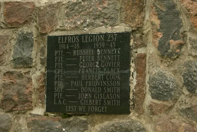Elfros Legion 237 war memorial plaque